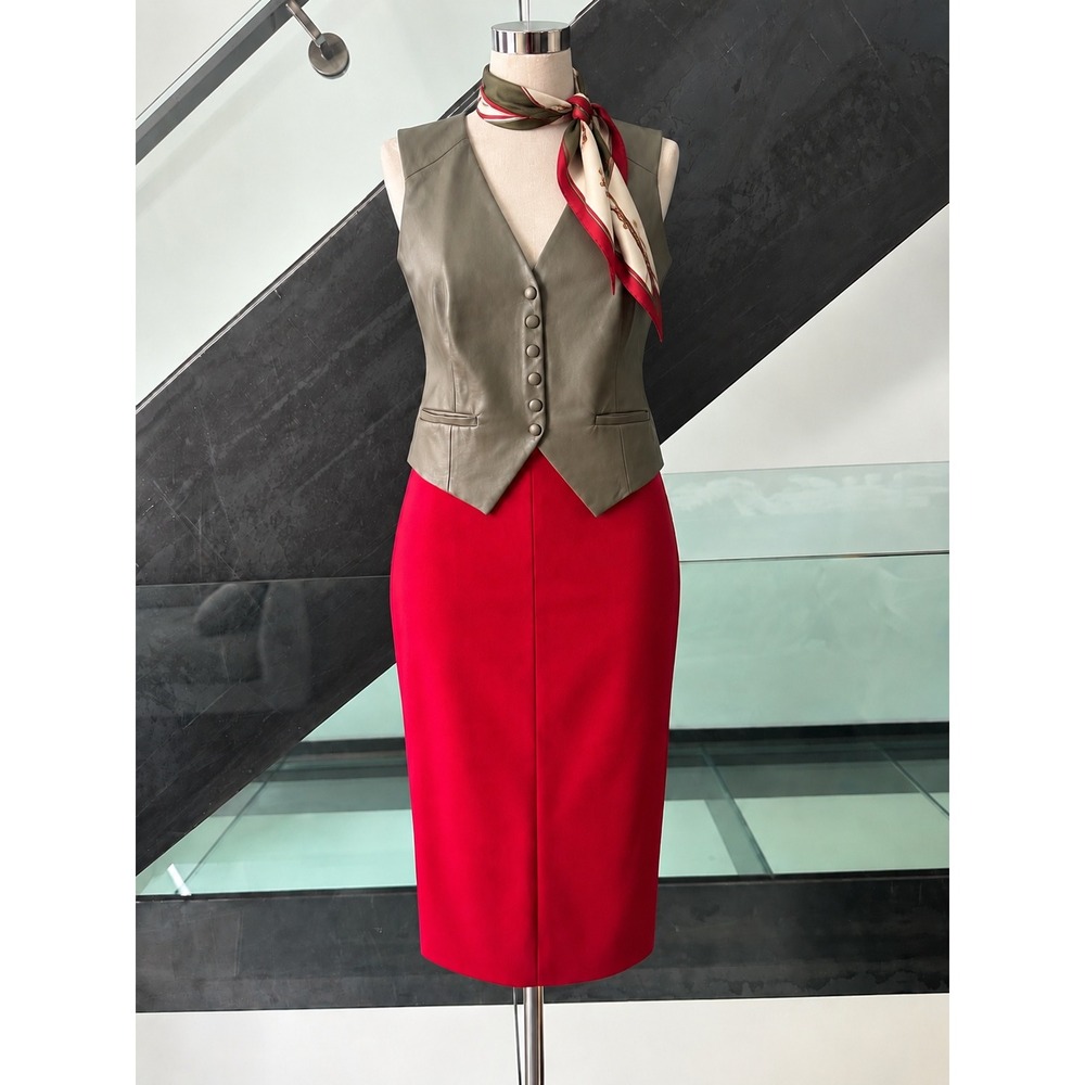 Diane von Furstenberg Samara Tailor Red Jersey Pencil Skirt Size 6 S5564696G12